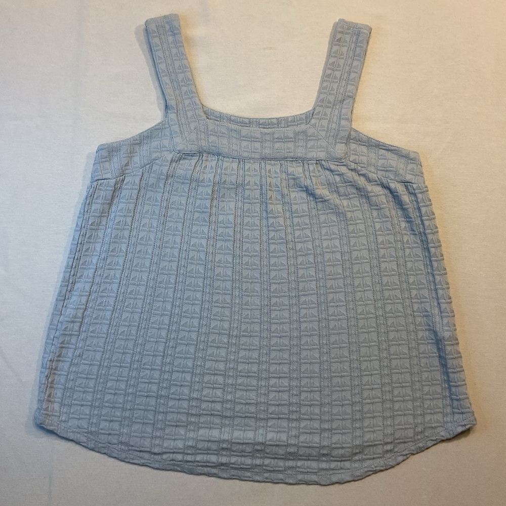 Lucky Brand Light Blue Textured Tank Top, Size M Loose Fit Summer Casual